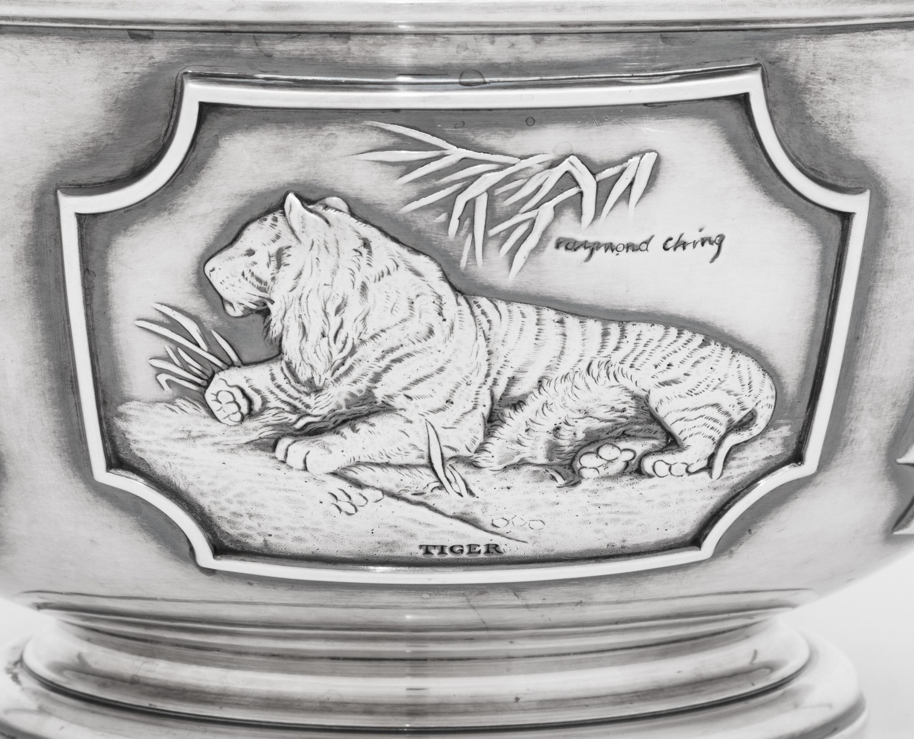 An English Silver Limited Edition World Wildlife Fund Center Bowl