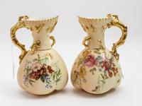 A Pair of Royal Worcester Porcelain Ewers Height 8 1/2 inches. — 1899 AND 1905