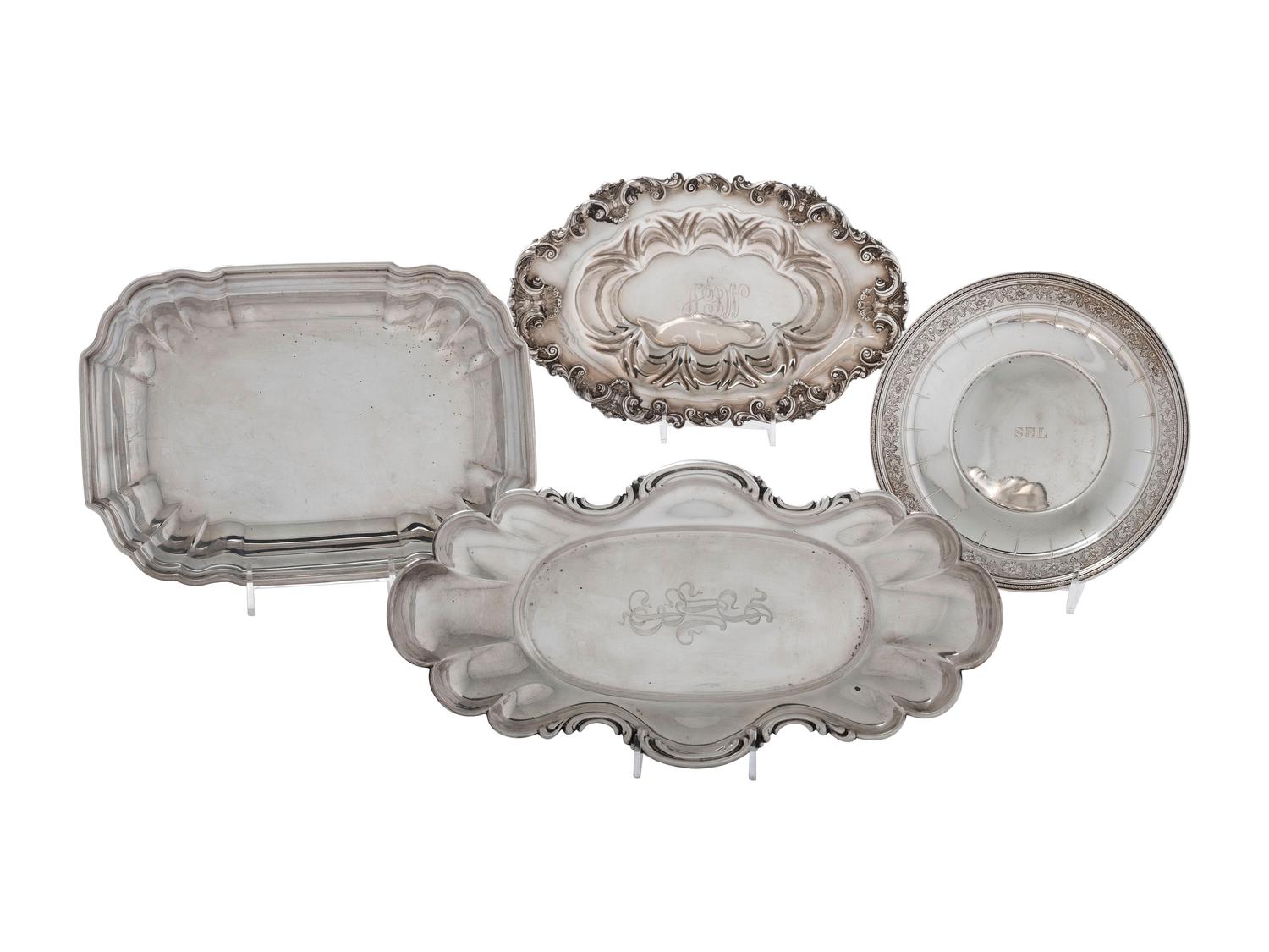 Four American Silver Trays