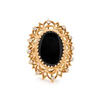 YELLOW GOLD, ONYX AND DIAMOND RING