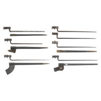 Lot of Seven 19th Century U.S. Socket Bayonets with Five Scabbards, Pre-Civil War to Indian Wars