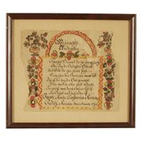 Attributed to the Blowsey Angel Artist Two fraktur for Judith Krim, dated "1793," Northampton County, PA
