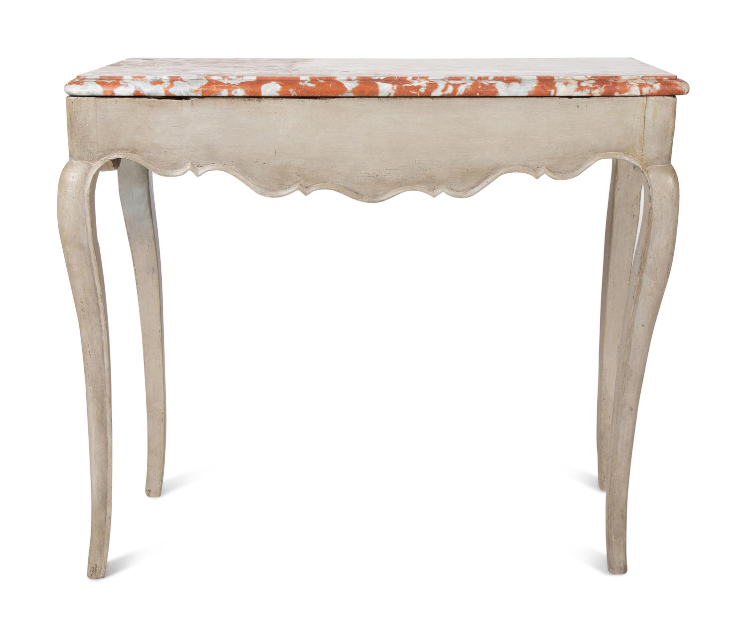 A French Provincial Painted Pine Marble-Top Table — 18TH CENTURY