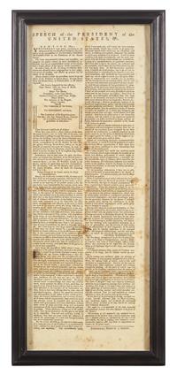 [Washington, George] Printed Broadside of Washington's First Inaugural Speech