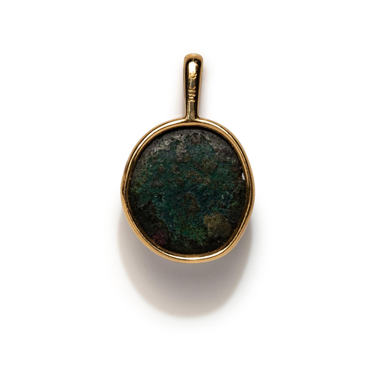 A Thracian Bronze Coin — Set in a gold pendant