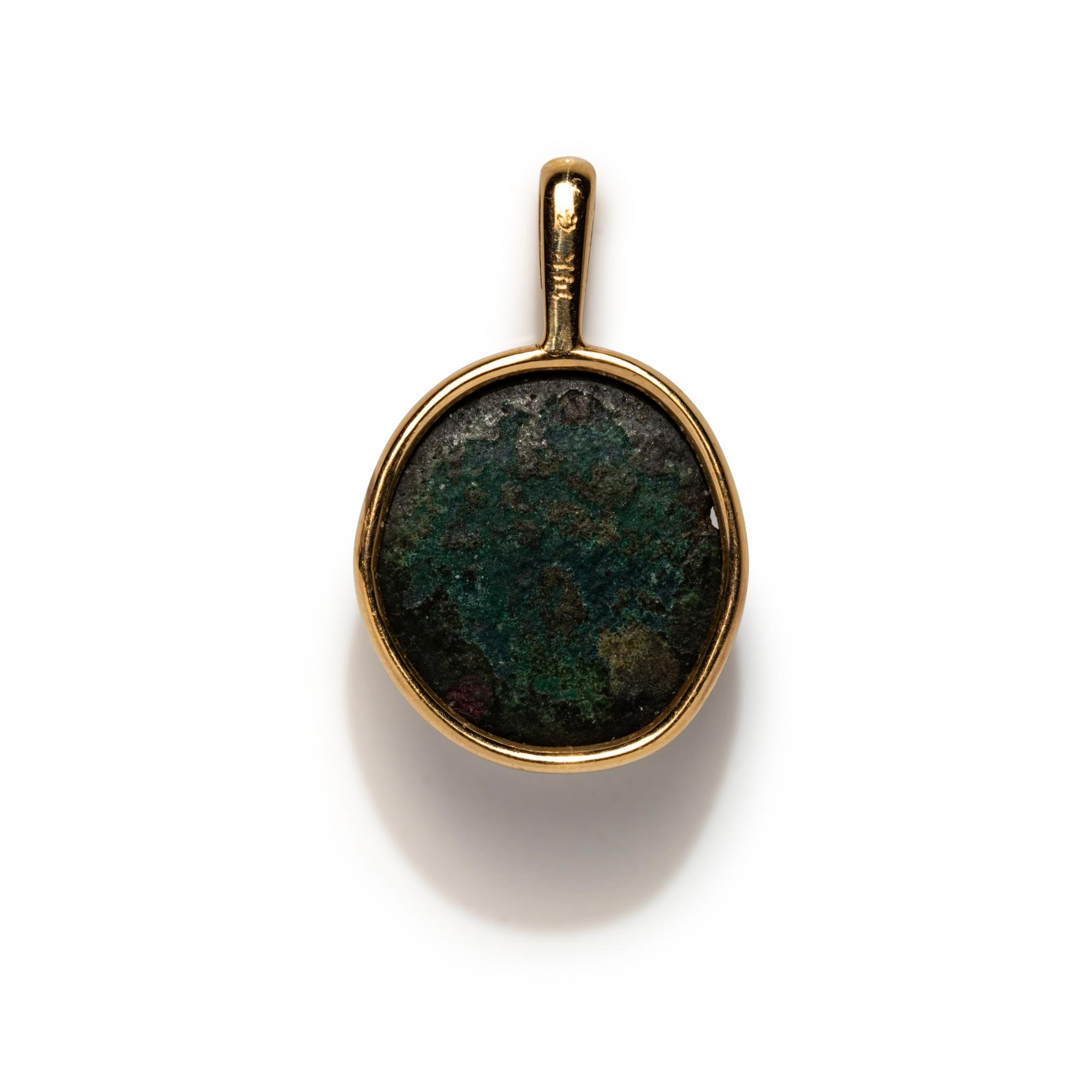 A Thracian Bronze Coin — Set in a gold pendant