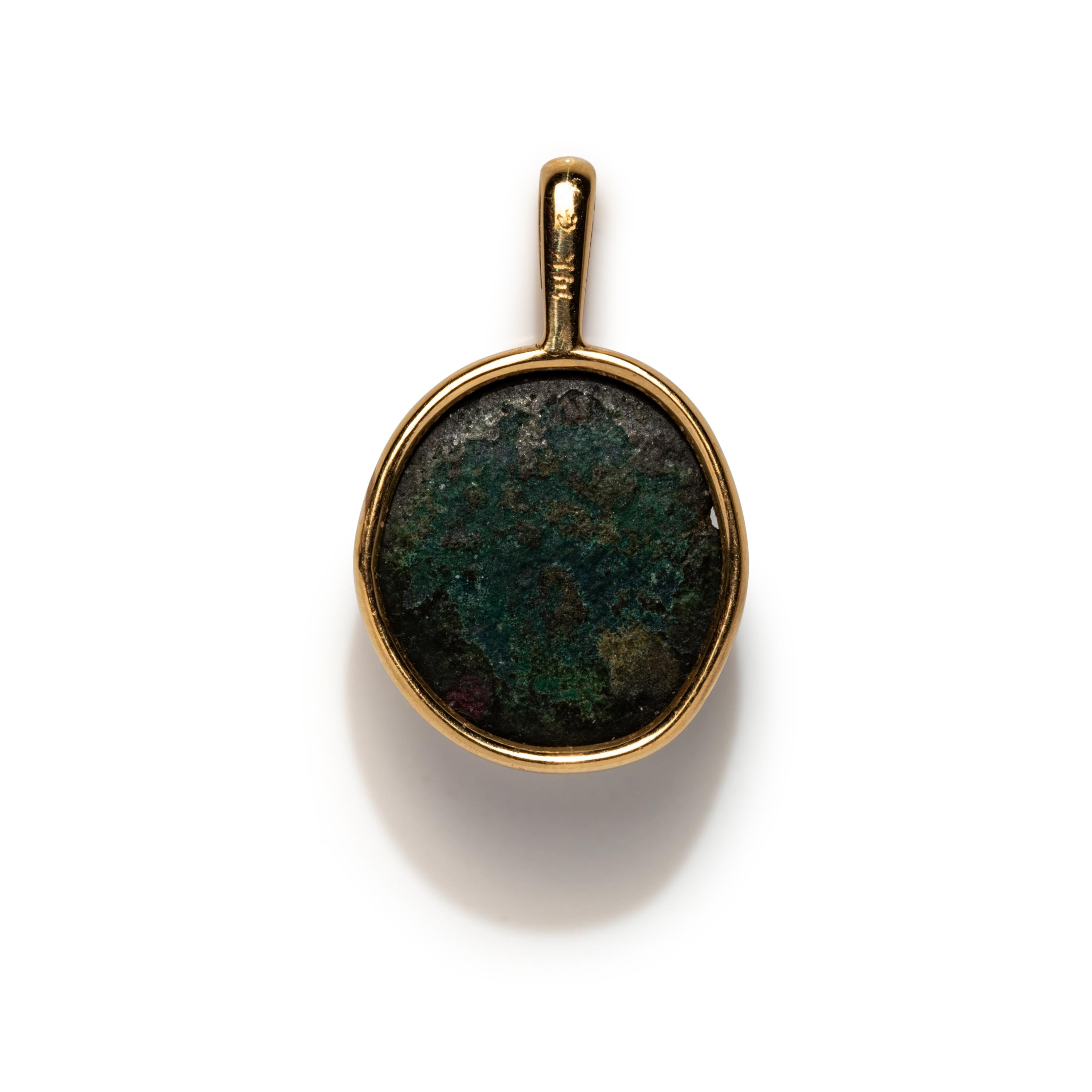 A Thracian Bronze Coin — Set in a gold pendant