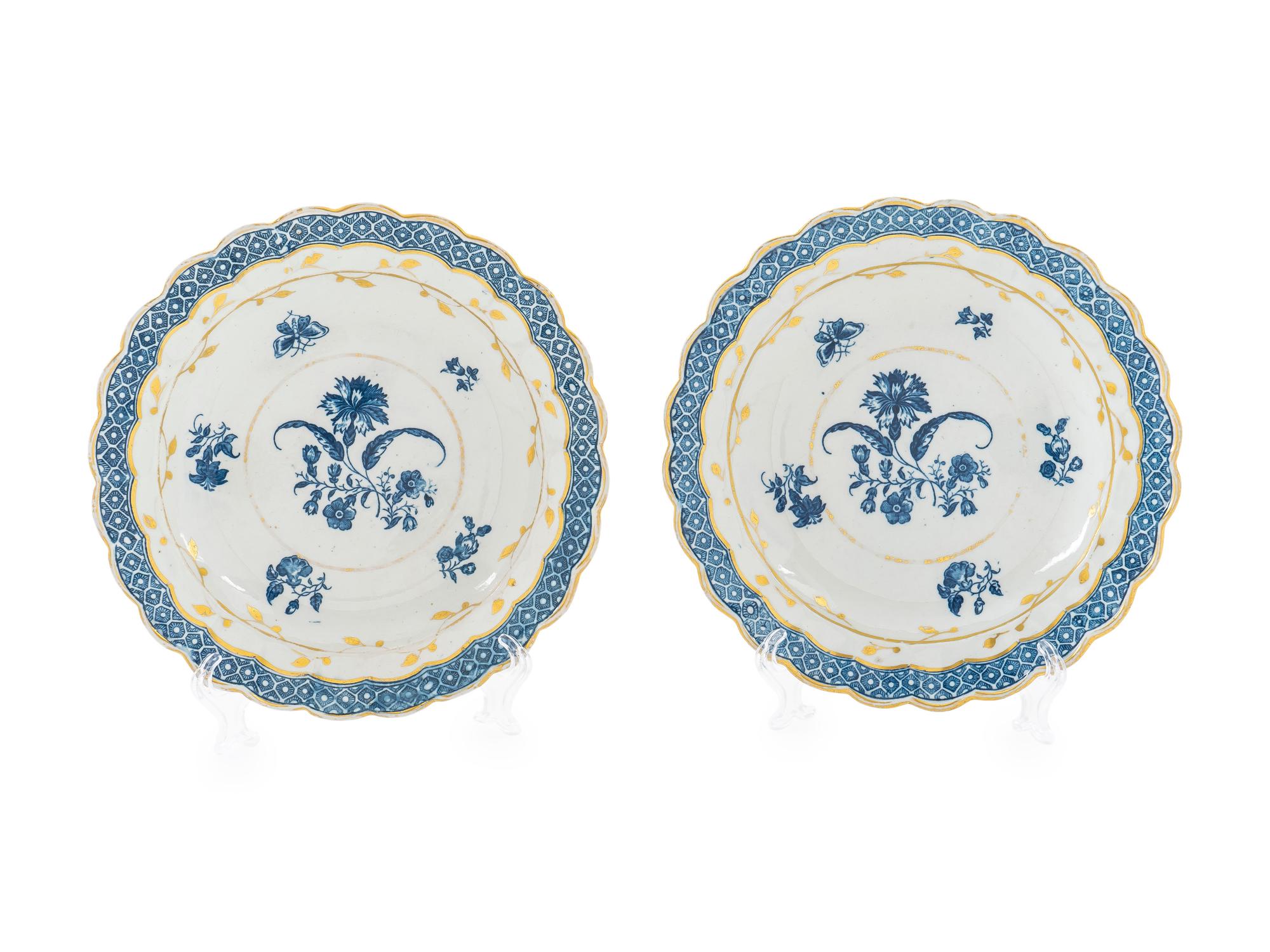 A Pair of Salopian Porcelain Plates — C. 1770