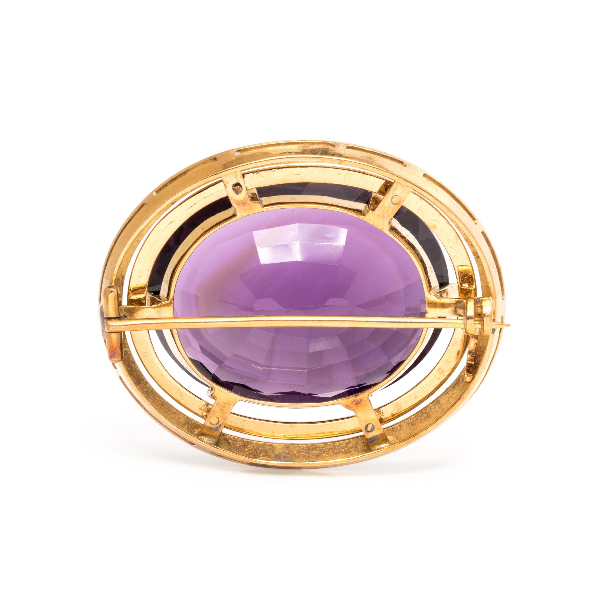 AMETHYST AND ENAMEL BROOCH