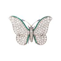 DIAMOND, EMERALD AND SAPPHIRE BUTTERFLY BROOCH