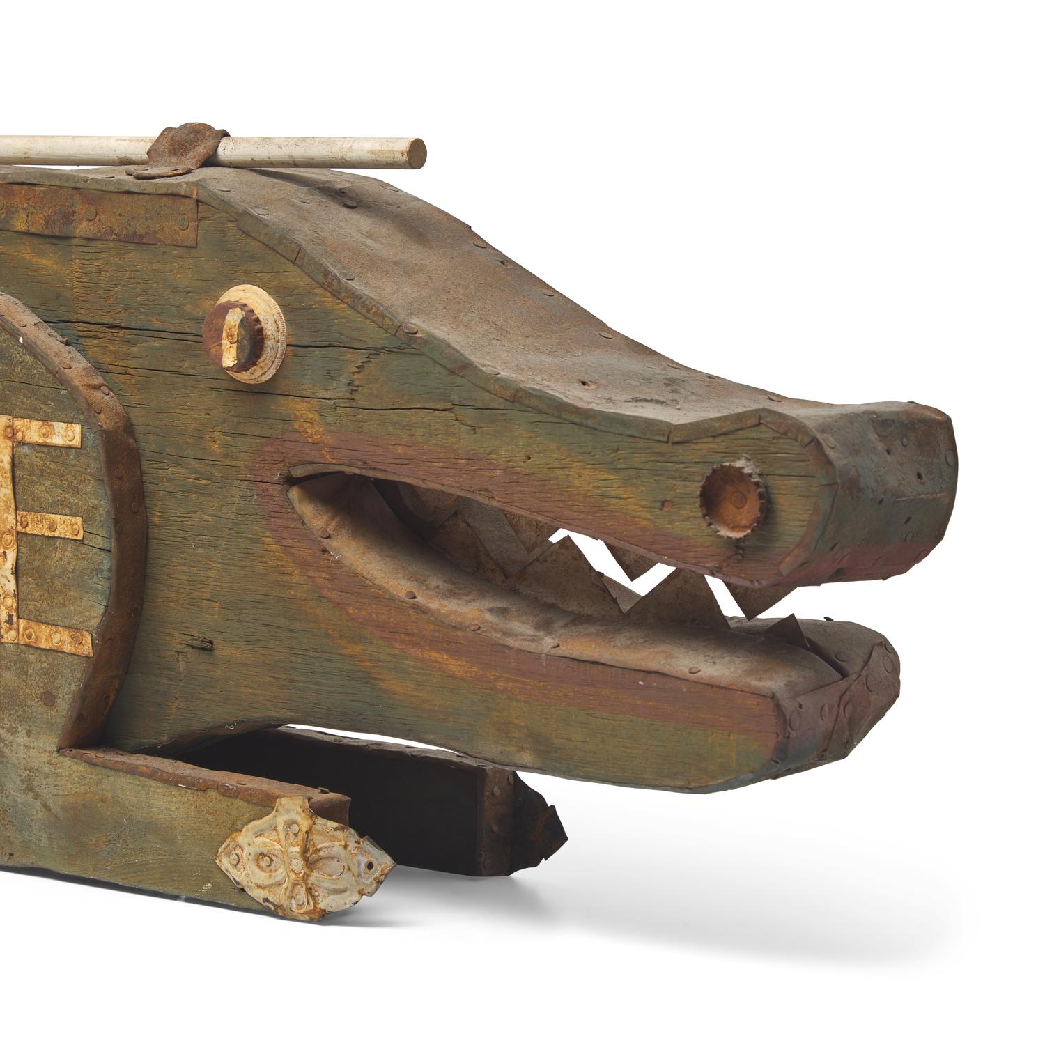 A Found Object Alligator-Form Trade Sign