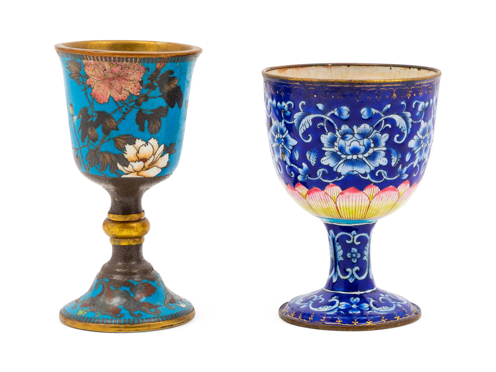 Two Chinese Painted Enamel Cups