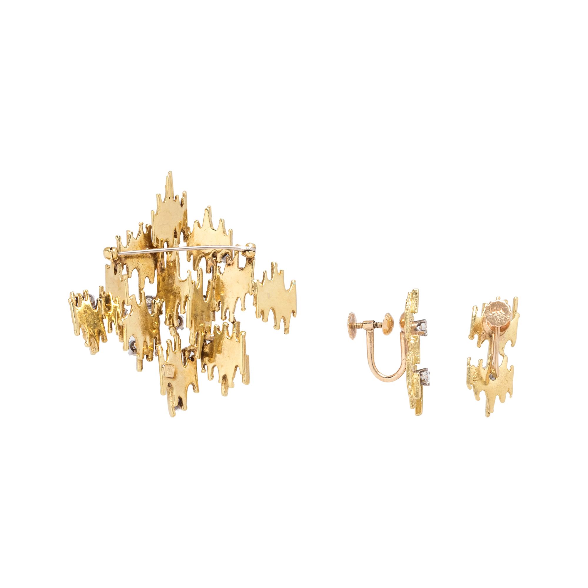 MODERNIST, YELLOW GOLD AND DIAMOND SET