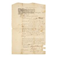 [Labor] Partially-Printed Indentured Servitude Agreement, Baltimore, 1790