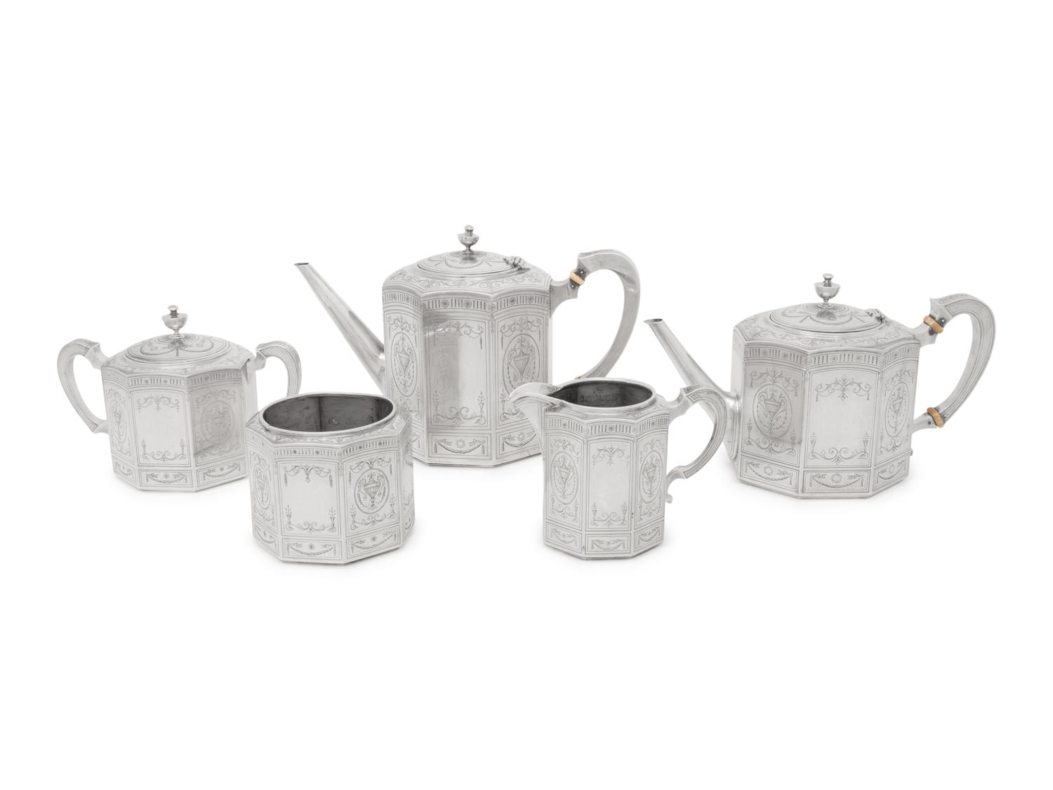 An American Arts & Crafts Silver Five-Piece Tea and Coffee Service