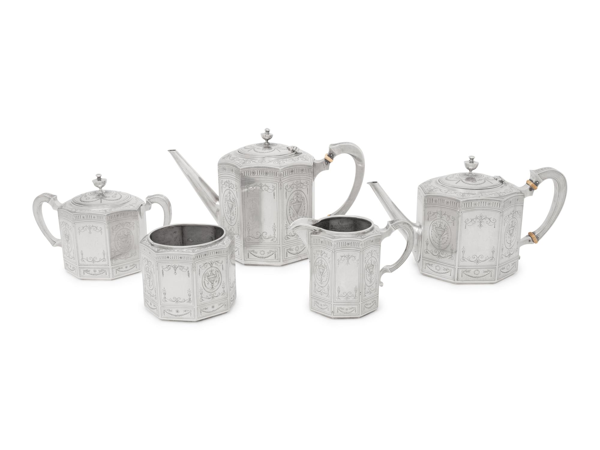 An American Arts & Crafts Silver Five-Piece Tea and Coffee Service