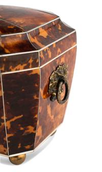 A Large George III Tortoise Shell Tea Caddy