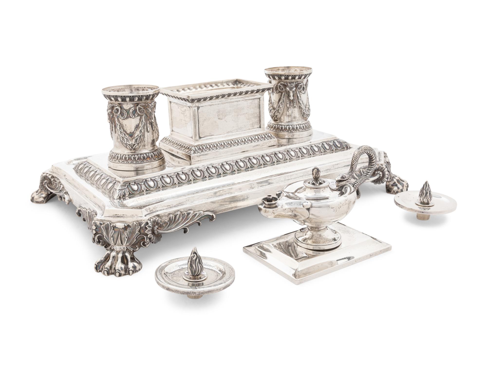A Victorian Silver Standish