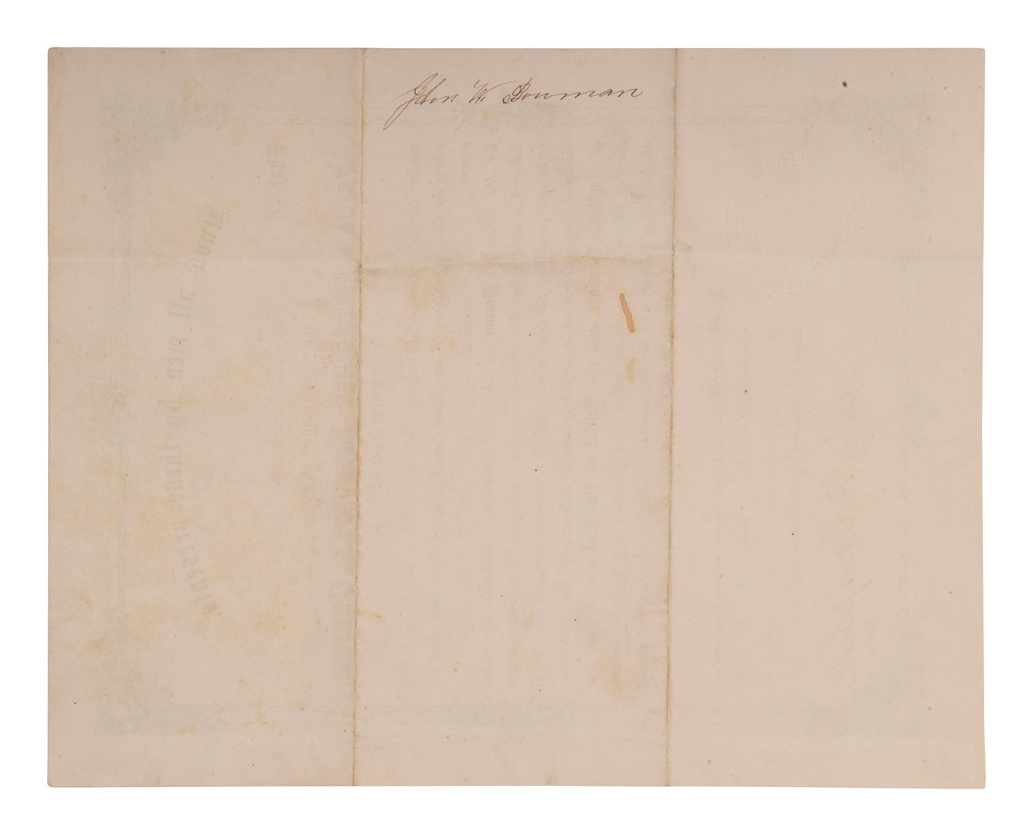 [RELIGION]. CAMPBELL, Jabez P. (1815-1891). AME Church document signed by formerly enslaved bishop.
