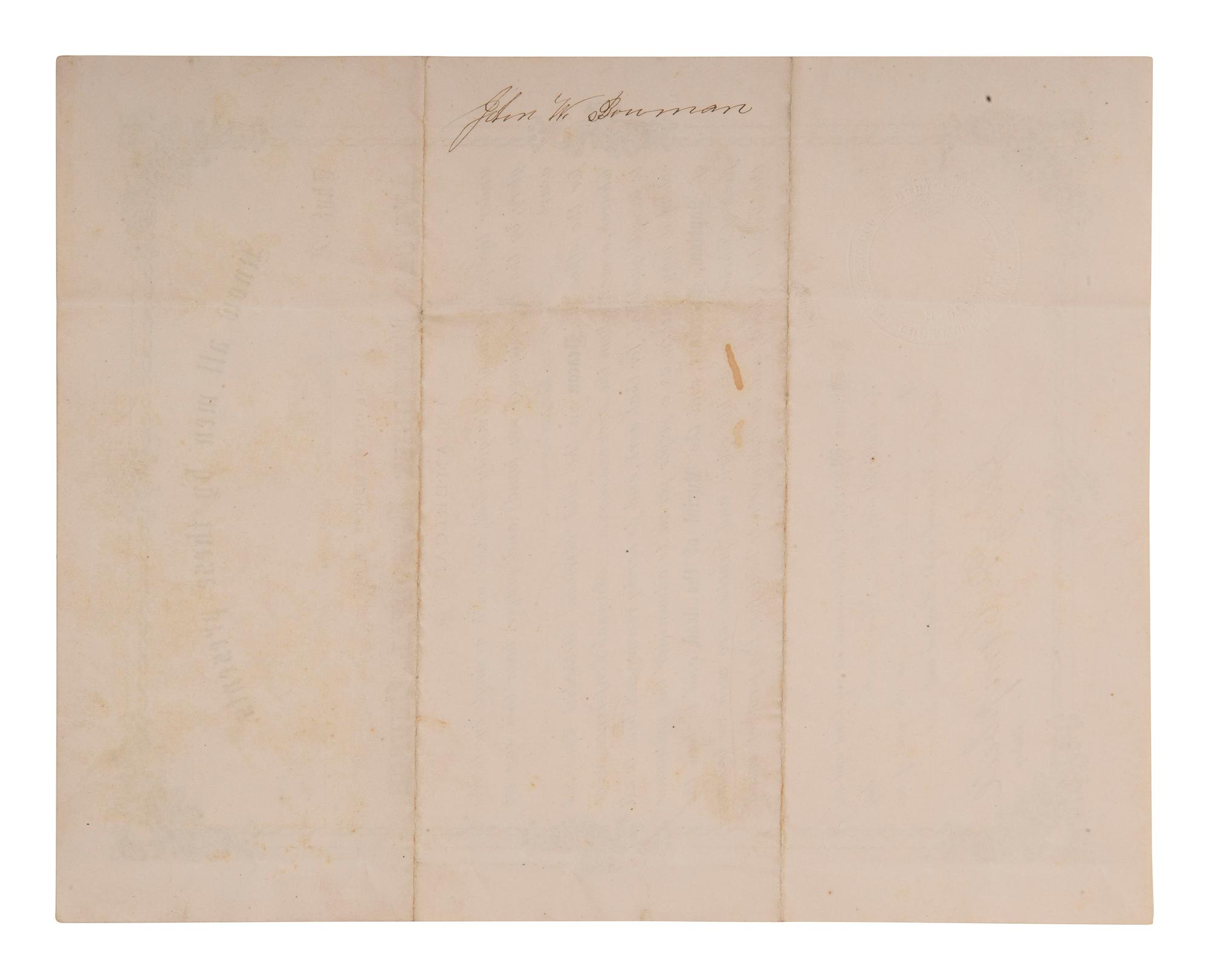 [RELIGION]. CAMPBELL, Jabez P. (1815-1891). AME Church document signed by formerly enslaved bishop.