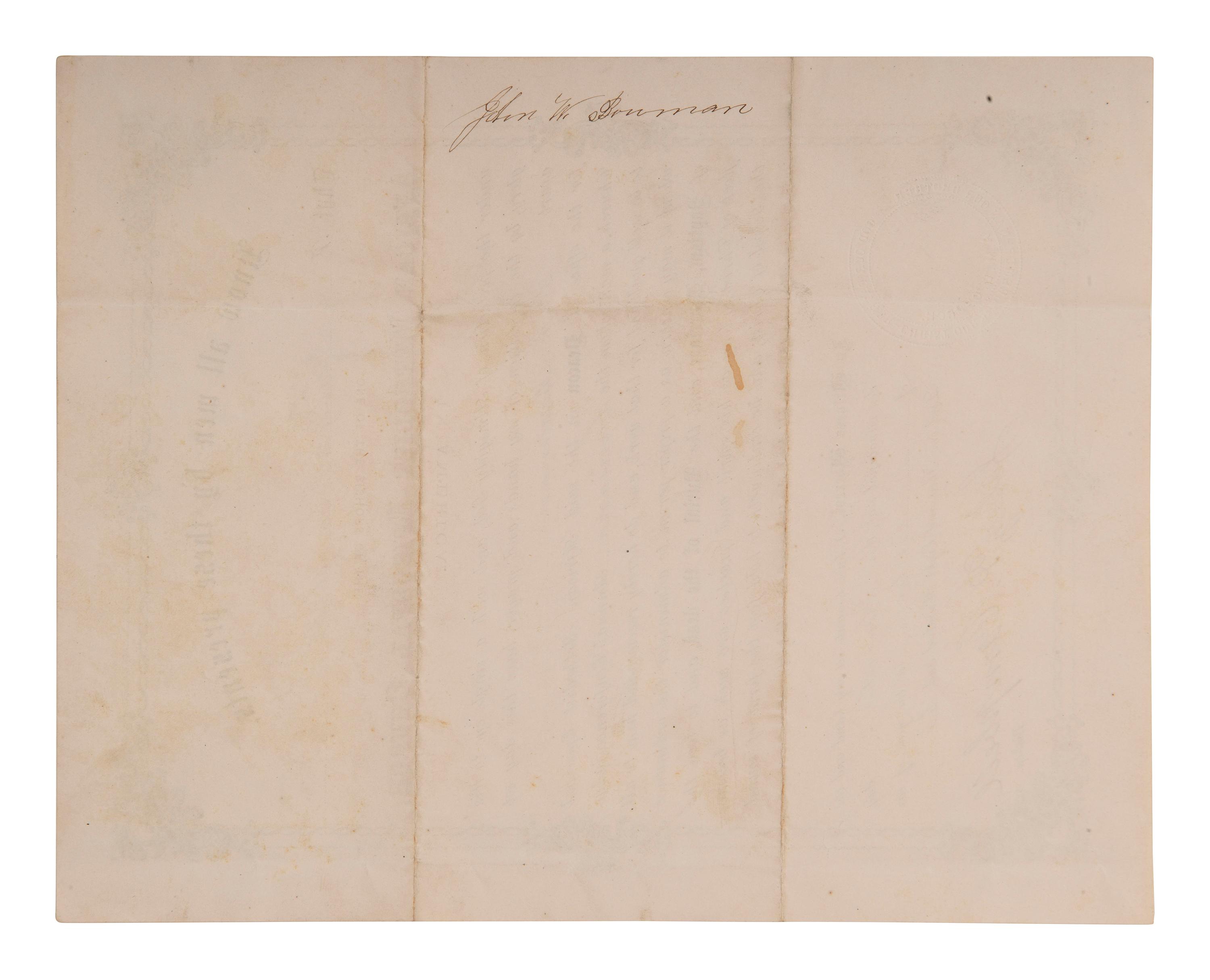 [RELIGION]. CAMPBELL, Jabez P. (1815-1891). AME Church document signed by formerly enslaved bishop.