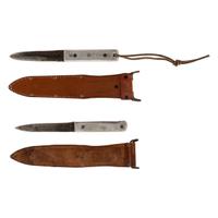 M.H. Cole Fighting Knife Archive with Two Cole Made Knives & Scabbards, Original Book Manuscript Drawings From Volumes III and IV as well as Additional Pre-Publication Paperwork