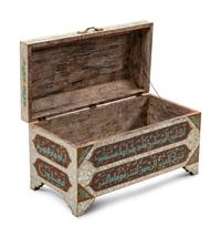 A Pair of Iberian Mother-of-Pearl, Turquoise and Amber Inlaid Chests