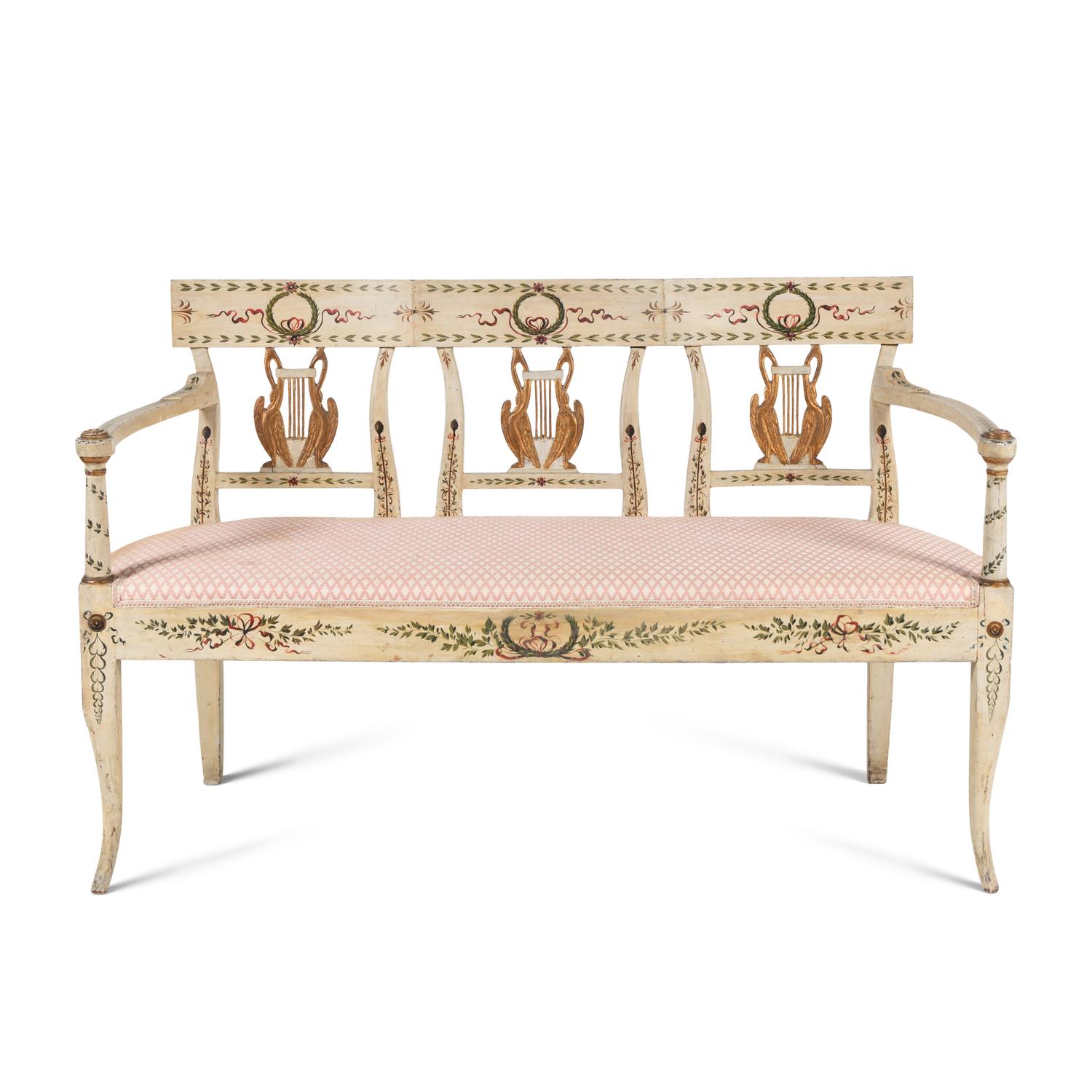 An Italian Neoclassical Painted Settee