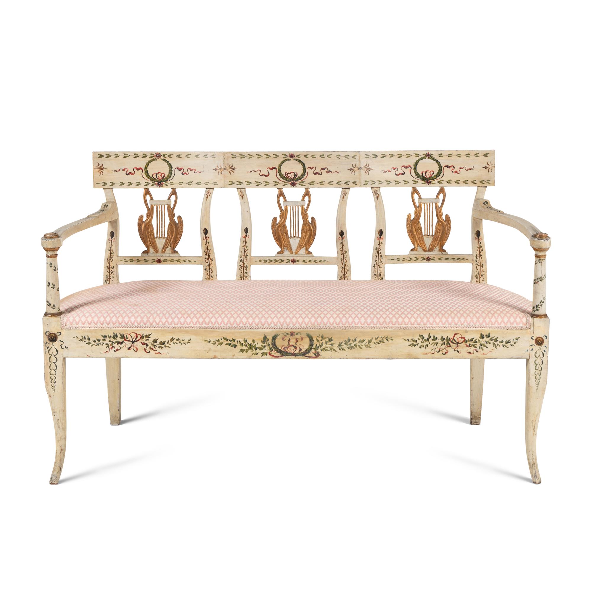 An Italian Neoclassical Painted Settee