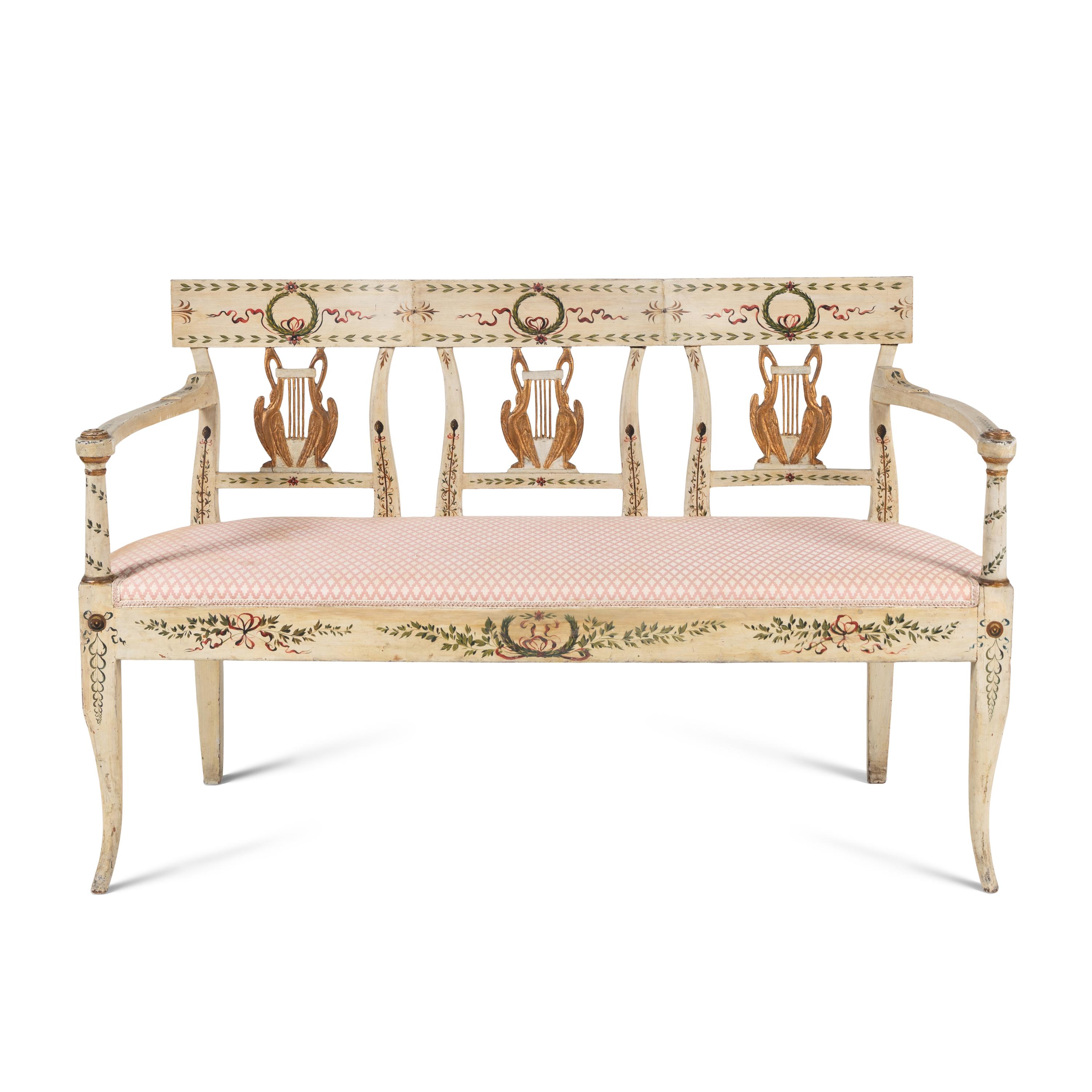 An Italian Neoclassical Painted Settee