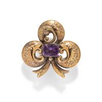 VICTORIAN, AMETHYST AND YELLOW GOLD BROOCH