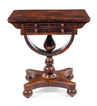 A Regency Rosewood Work Table Height 27 1/2 x width 26 1/4 x depth 19 inches. — SECOND QUARTER 19TH CENTURY