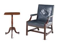 A George III Style Mahogany Armchair and Side Table