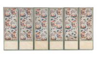 A Set of Six French Wallpaper Panels