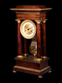 A French Gilt Bronze Mounted Mahogany Portico Clock, Ferrenbach, Chalons