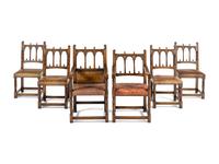 A Set of Six William & Mary Style Oak Dining Chairs