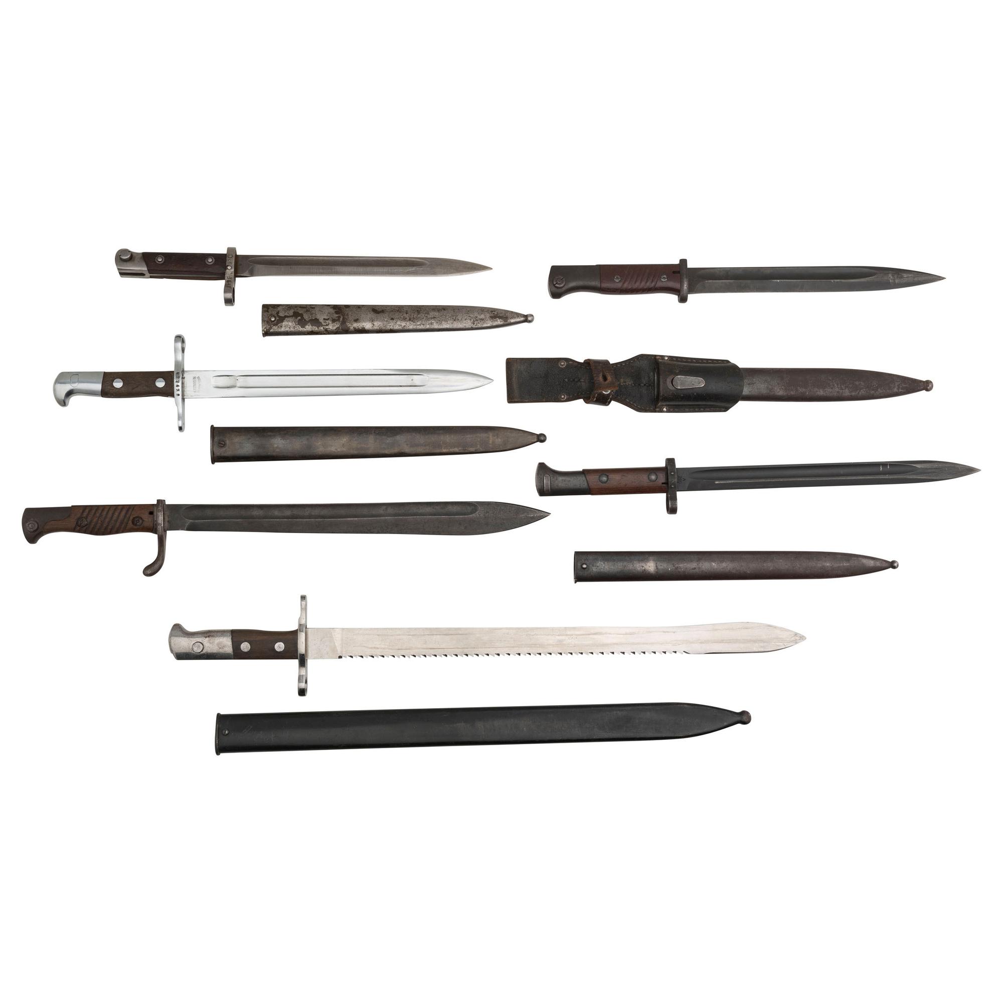 Lot of 6 Foreign Military Bayonets Including: German, Swiss, Austrian & Czech