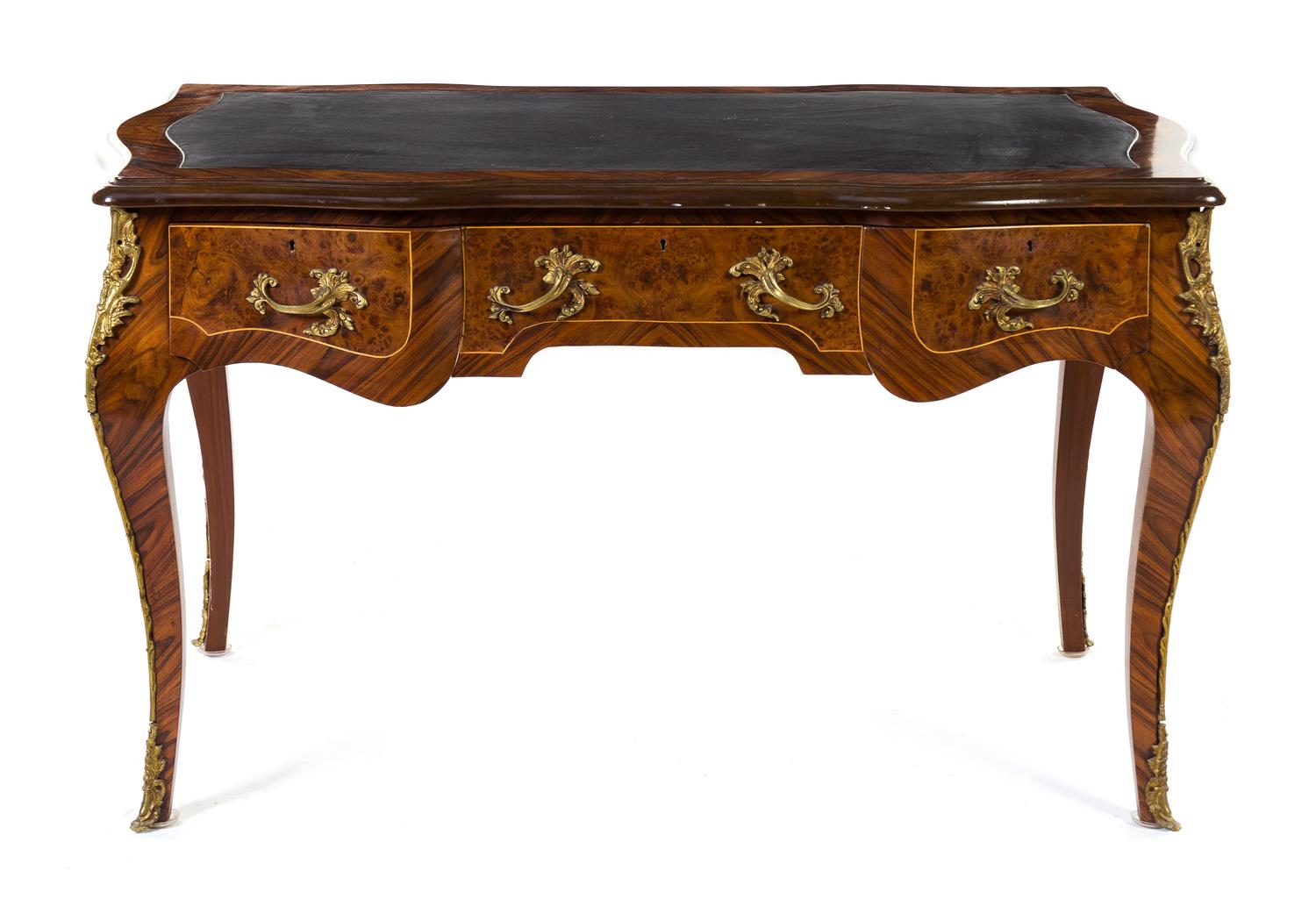 A Louis XV Style Gilt Bronze Mounted Bureau Plat Height 31 1/4 x width 55 7/8 x depth 32 inches. — 20TH CENTURY