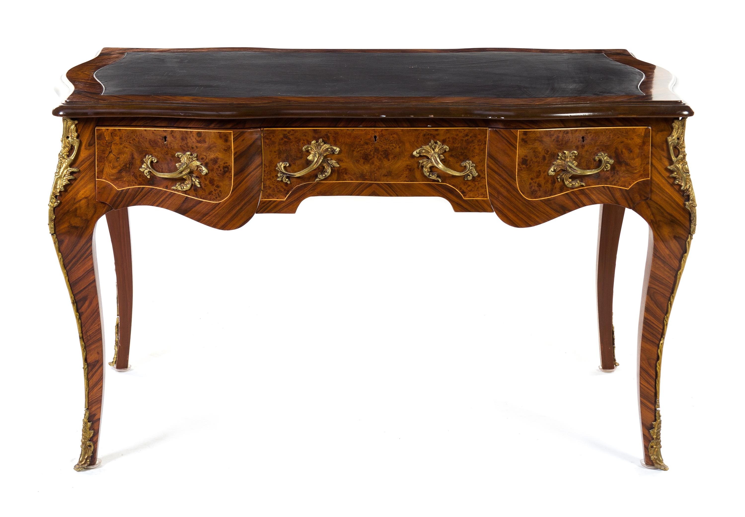 A Louis XV Style Gilt Bronze Mounted Bureau Plat Height 31 1/4 x width 55 7/8 x depth 32 inches. — 20TH CENTURY