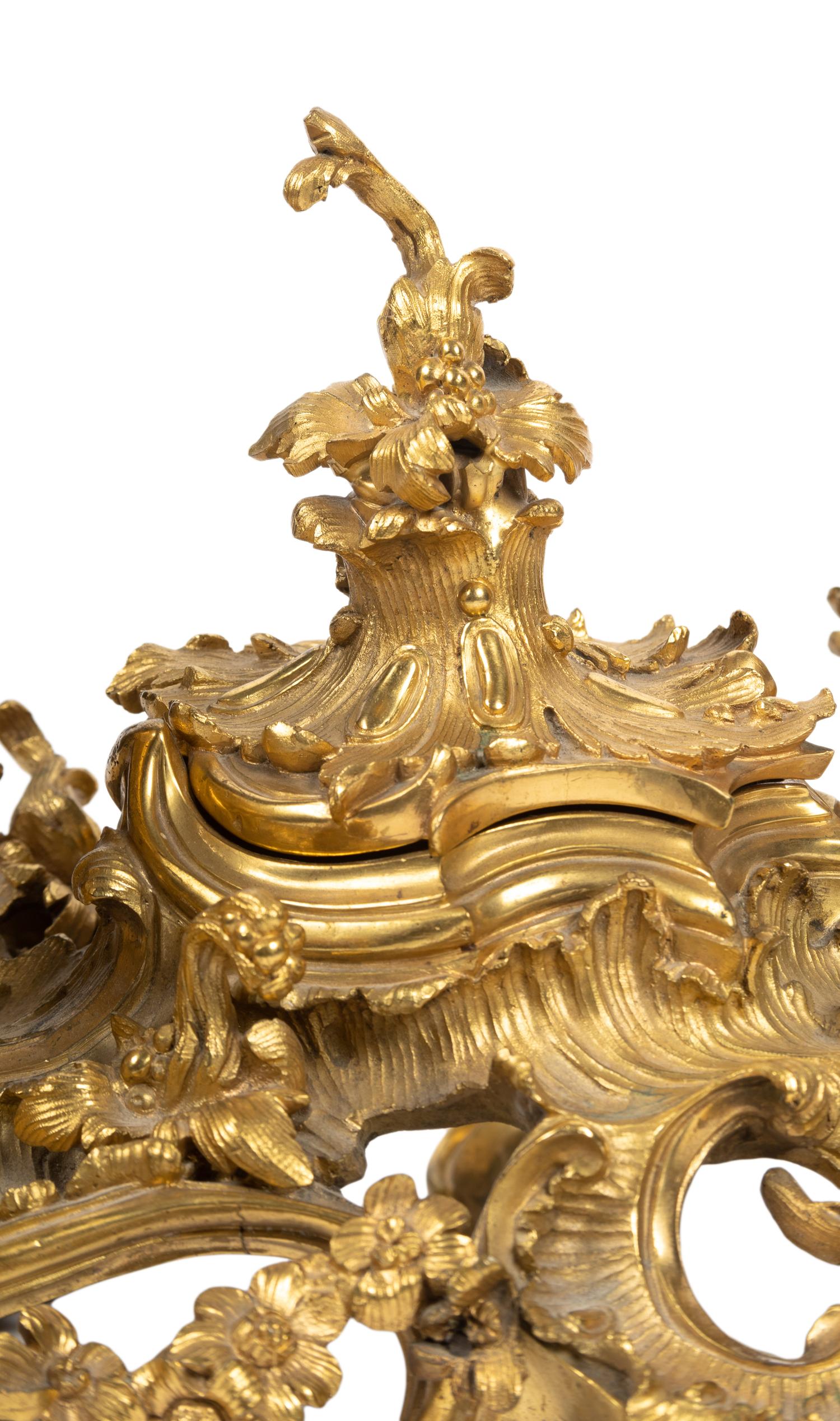 A Large French Rococo Gilt Bronze Ink Stand