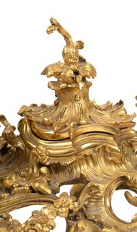 A Large French Rococo Gilt Bronze Ink Stand