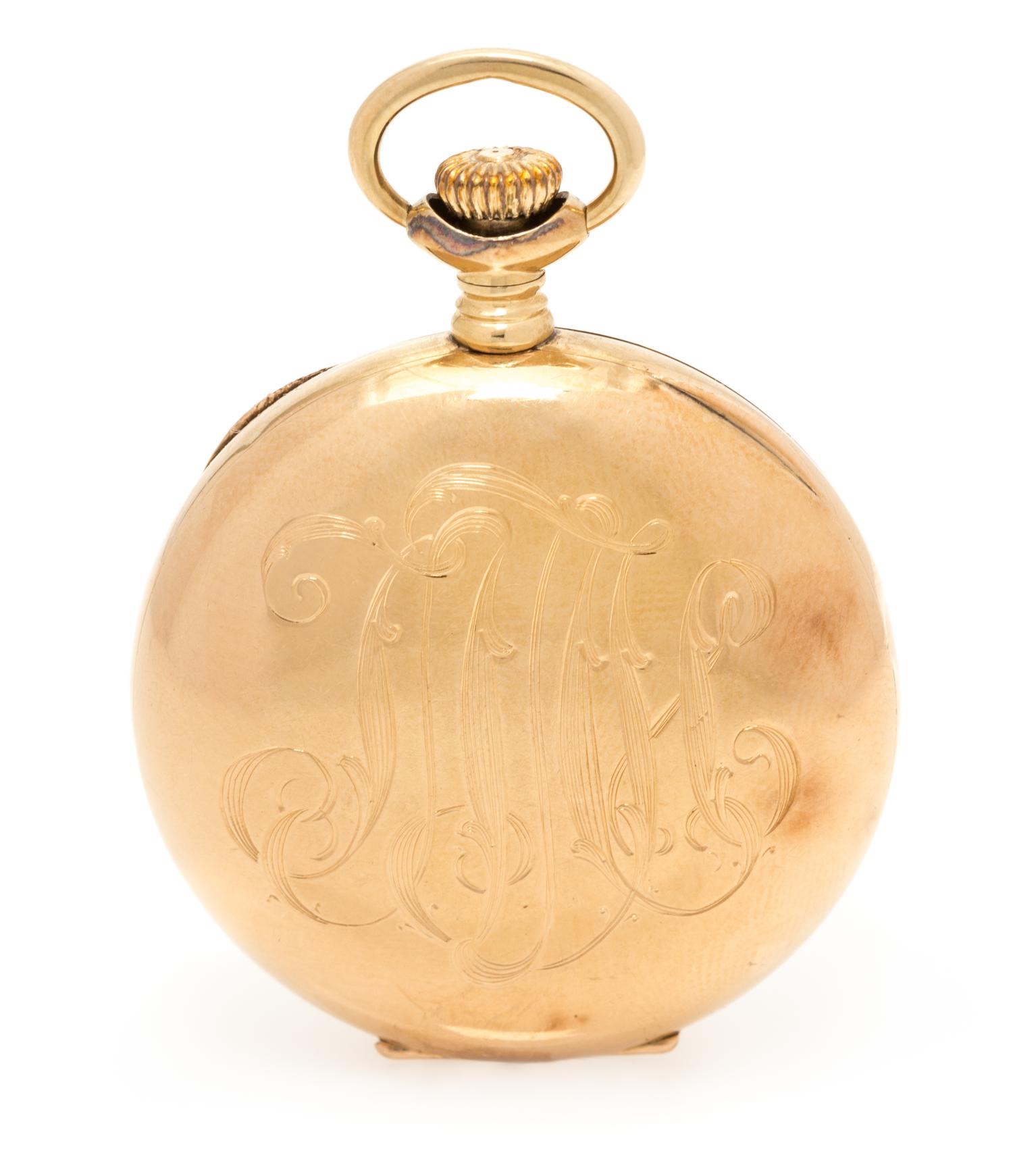 A 14 Karat Yellow Gold Open Face Pocket Watch, Elgin,