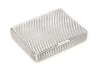 A Russian Silver Cigarette Case, Mark of Faberge with Imperial warrant, kokoshnik mark of Ivan Lebedkin, Moscow, scratched inventory nu
