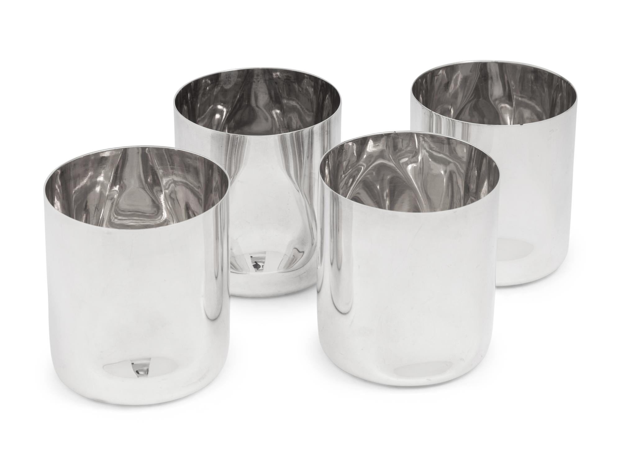 A Set of Four Elsa Peretti for Tiffany and Co. Italian Silver Thumbprint Tumblers