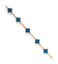 VAN CLEEF & ARPELS, YELLOW GOLD AND BLUE AGATE 'VINTAGE ALHAMBRA' BRACELET