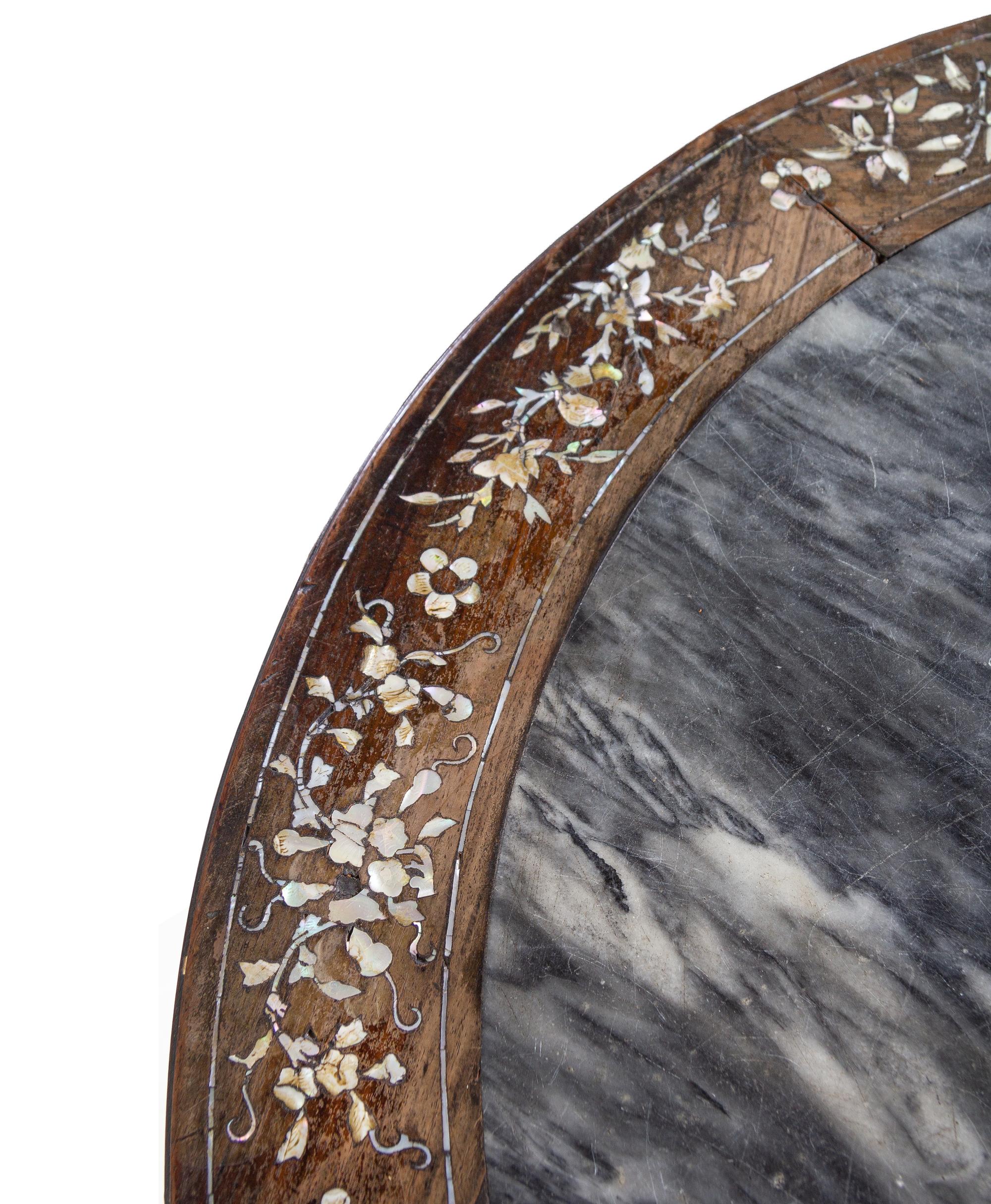 A Marble Inset Mother-of-Pearl Inlaid Table