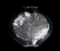 A Lalique Molded and Frosted Glass Vase, Height 8 5/8 inches.