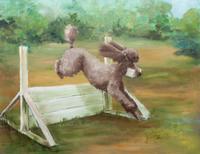 Two Poodle Paintings Larger: 25 x 33 inches.