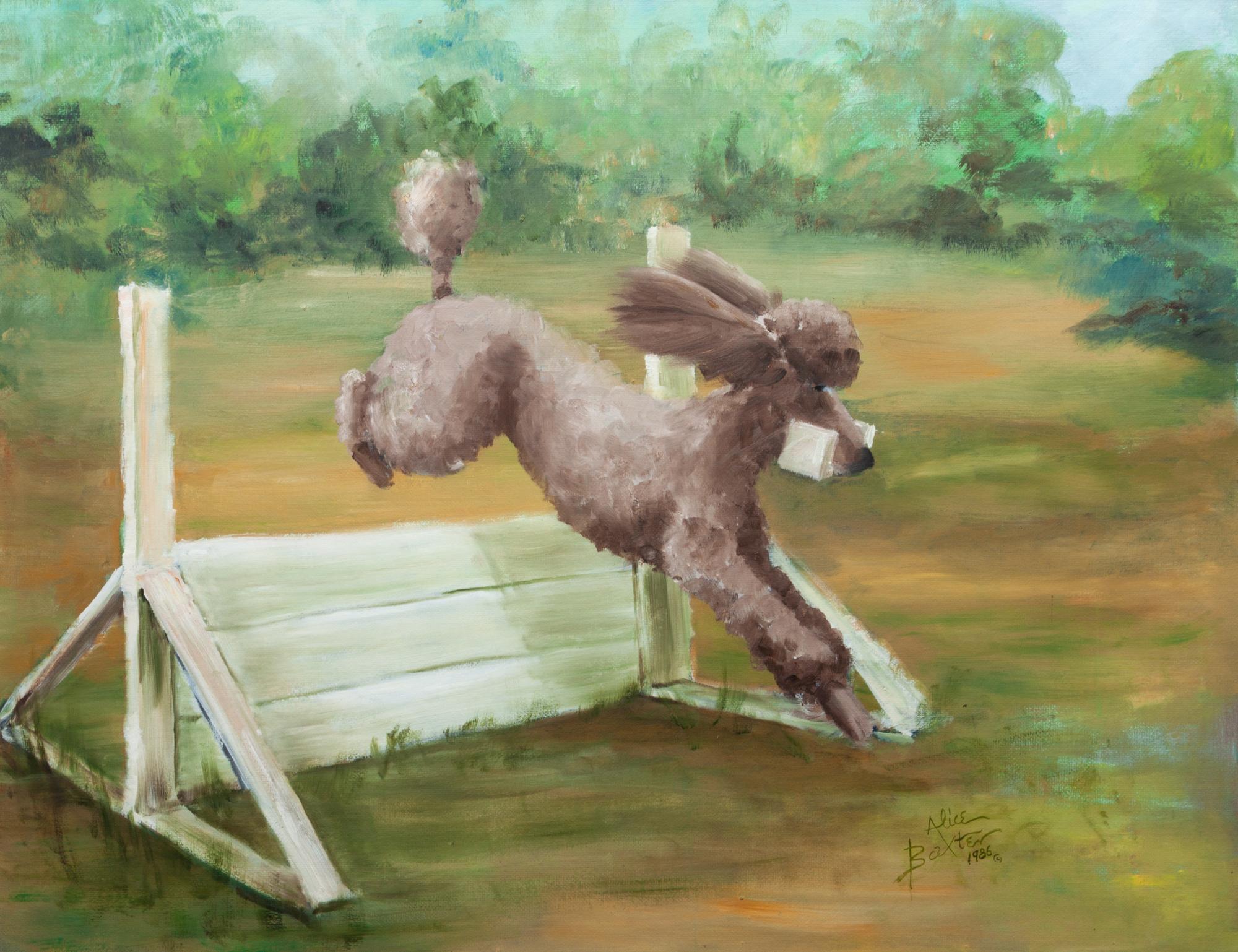 Two Poodle Paintings Larger: 25 x 33 inches.