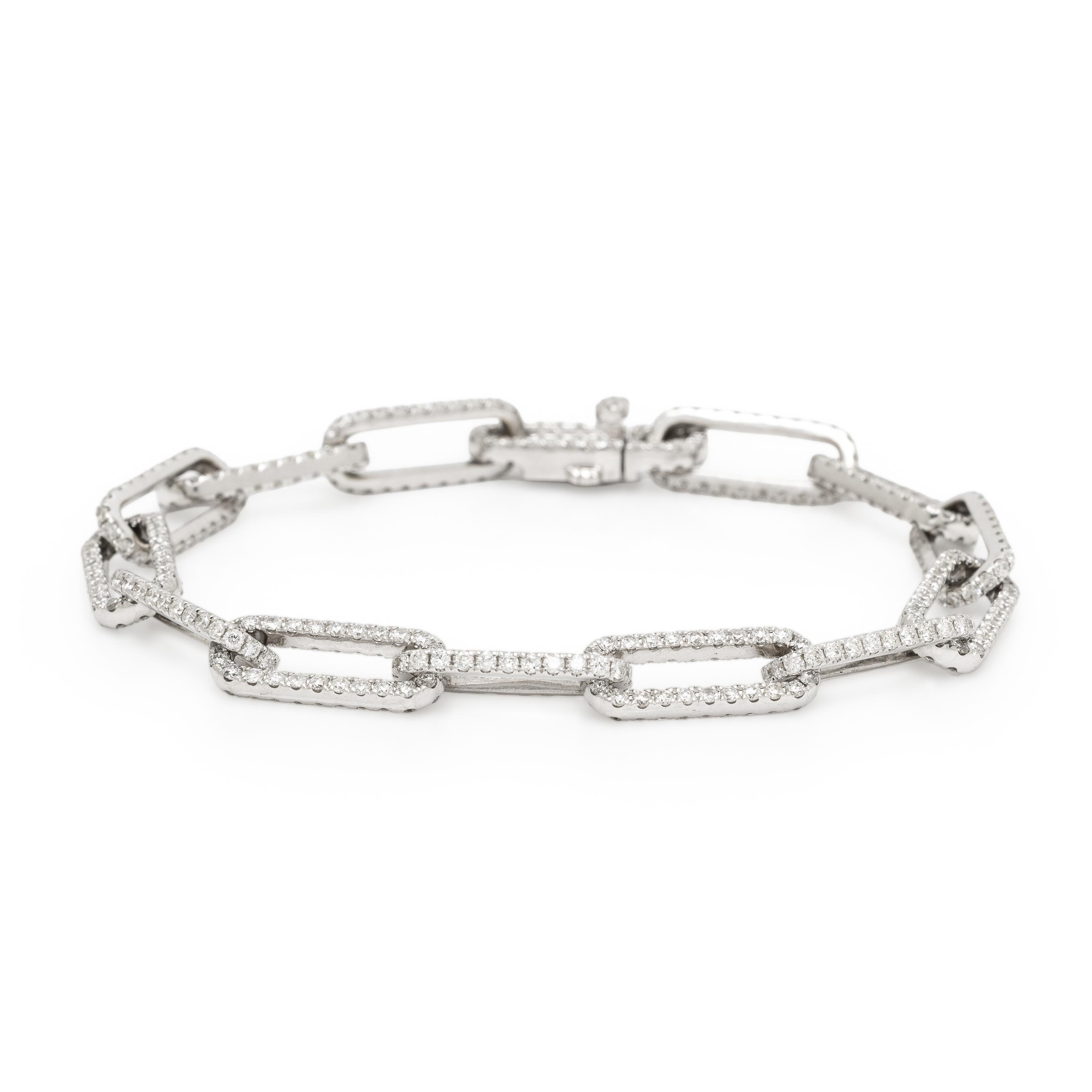 Diamond and White Gold Link Bracelet